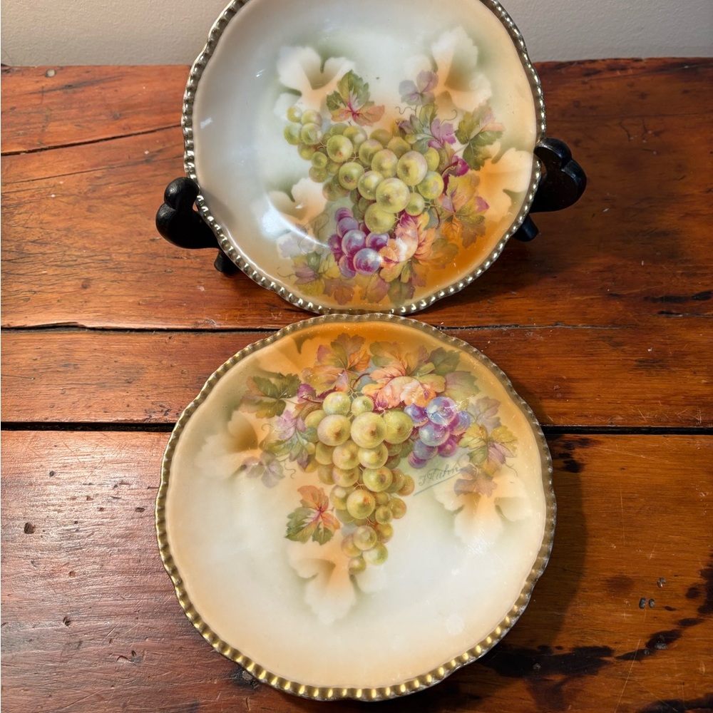 Vintage Royal Rudolstadt Prussia Grape Design Plates Porcelain 6” - Picture 2 of 6